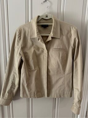 Ann Taylor Stretch Tailored Khaki Tan Jacket - Cotton Blend - Hidden Zip- Size S